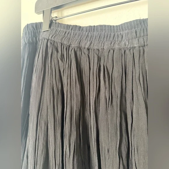 Vintage 80s 90s Adrian Jordan Black Goth Grunge Whimsigoth Crinkle Midi Skirt - Picture 7 of 7